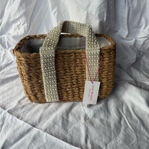 Isaac Mizrahi Straw Purse with Pearl embellished straps